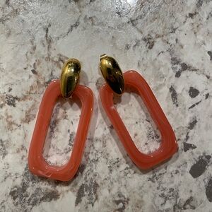 J Crew Gold and Pink Geometric Earrings